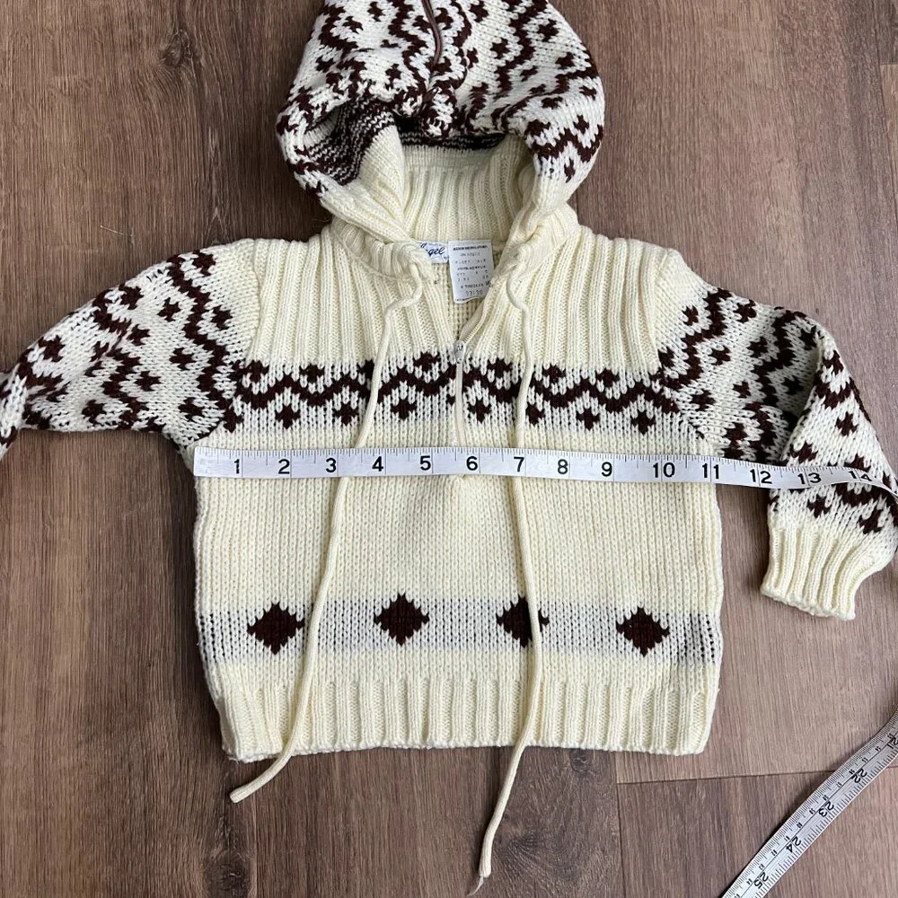 Vintage Cowichan Hooded Sweater Sz 2